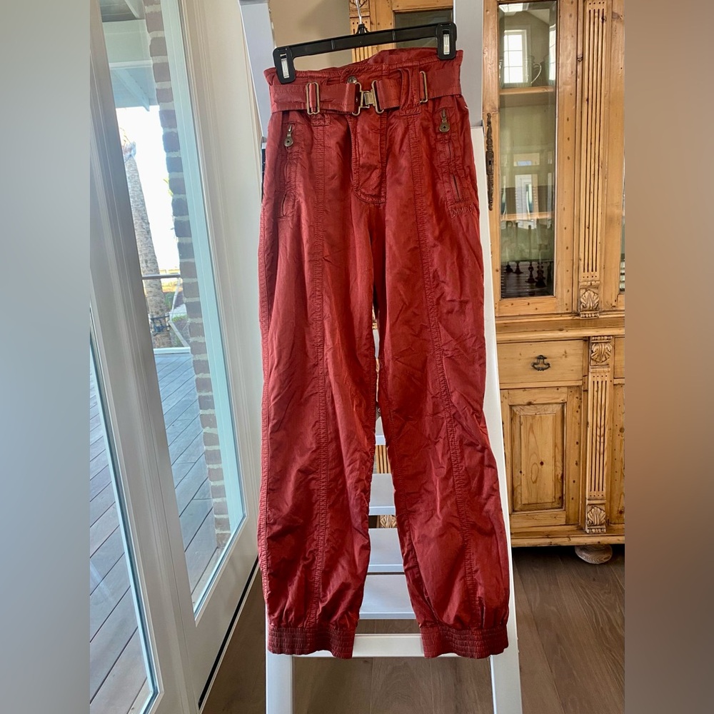 Vintage Emmegi ski pants dark orange w/ yellow lining, size 36/3 (XS/S)